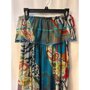 R Cinco Ranch Maxi Dress‎ Strapless Patchwork Bohemian Flowy XL
